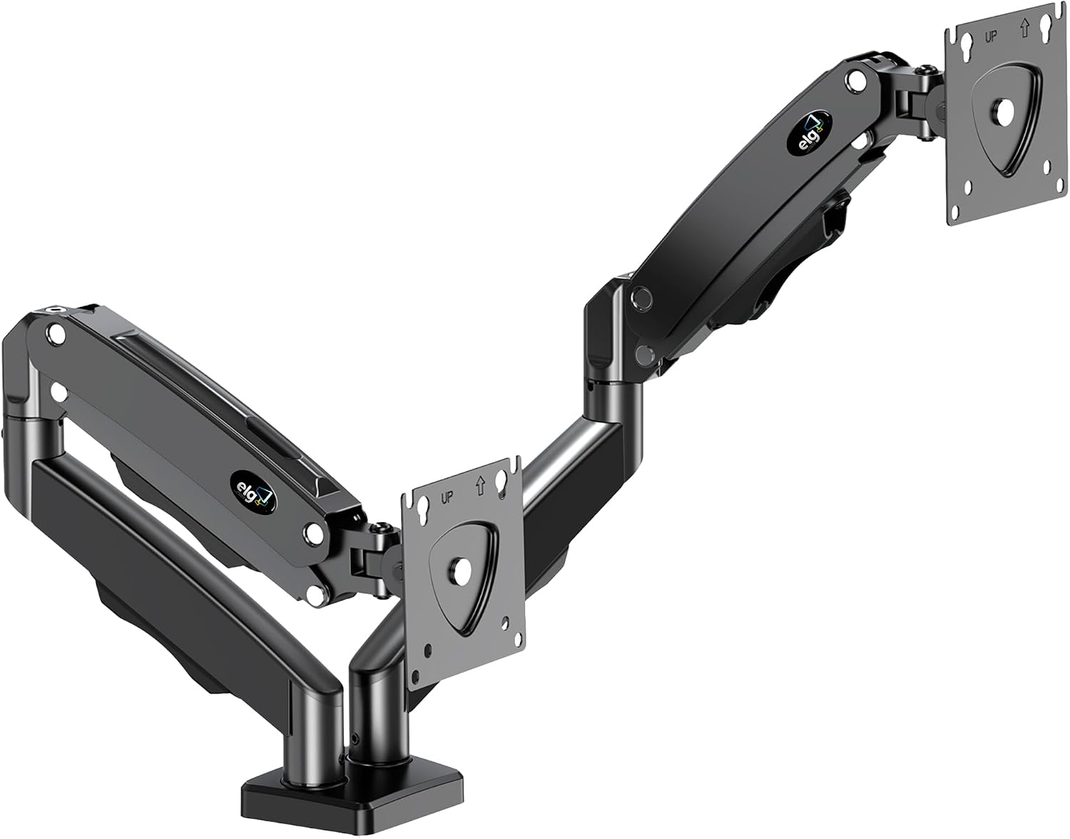 ELG gas spring dual monitor stand with independent arms