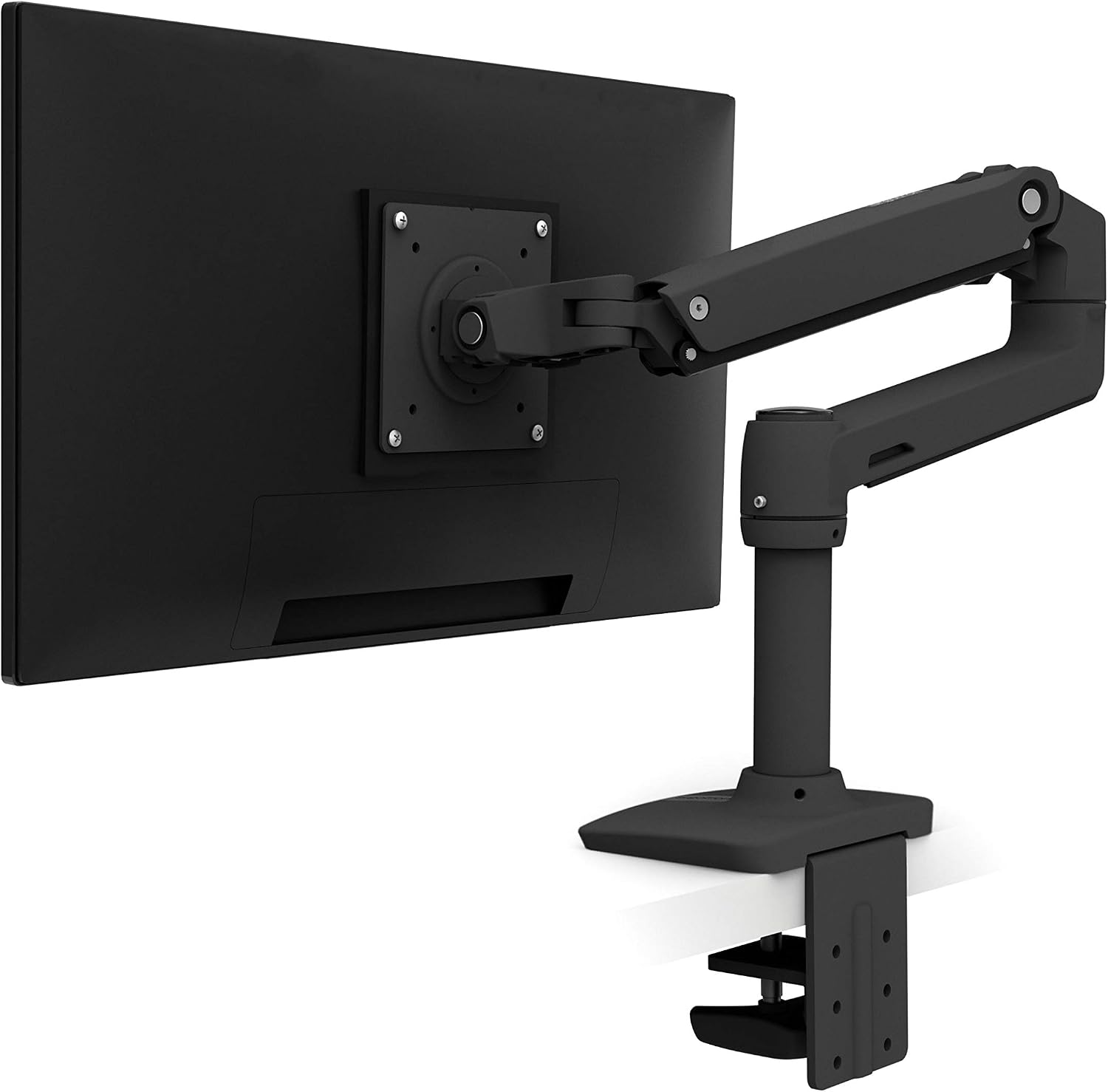 Ergotron LX single monitor arm pole mount holding a monitor, product photo