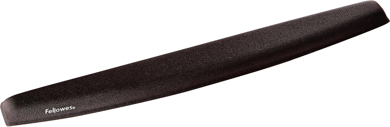 Fellowes Memory Foam Keyboard Wrist Rest in black with jersey fabric cover