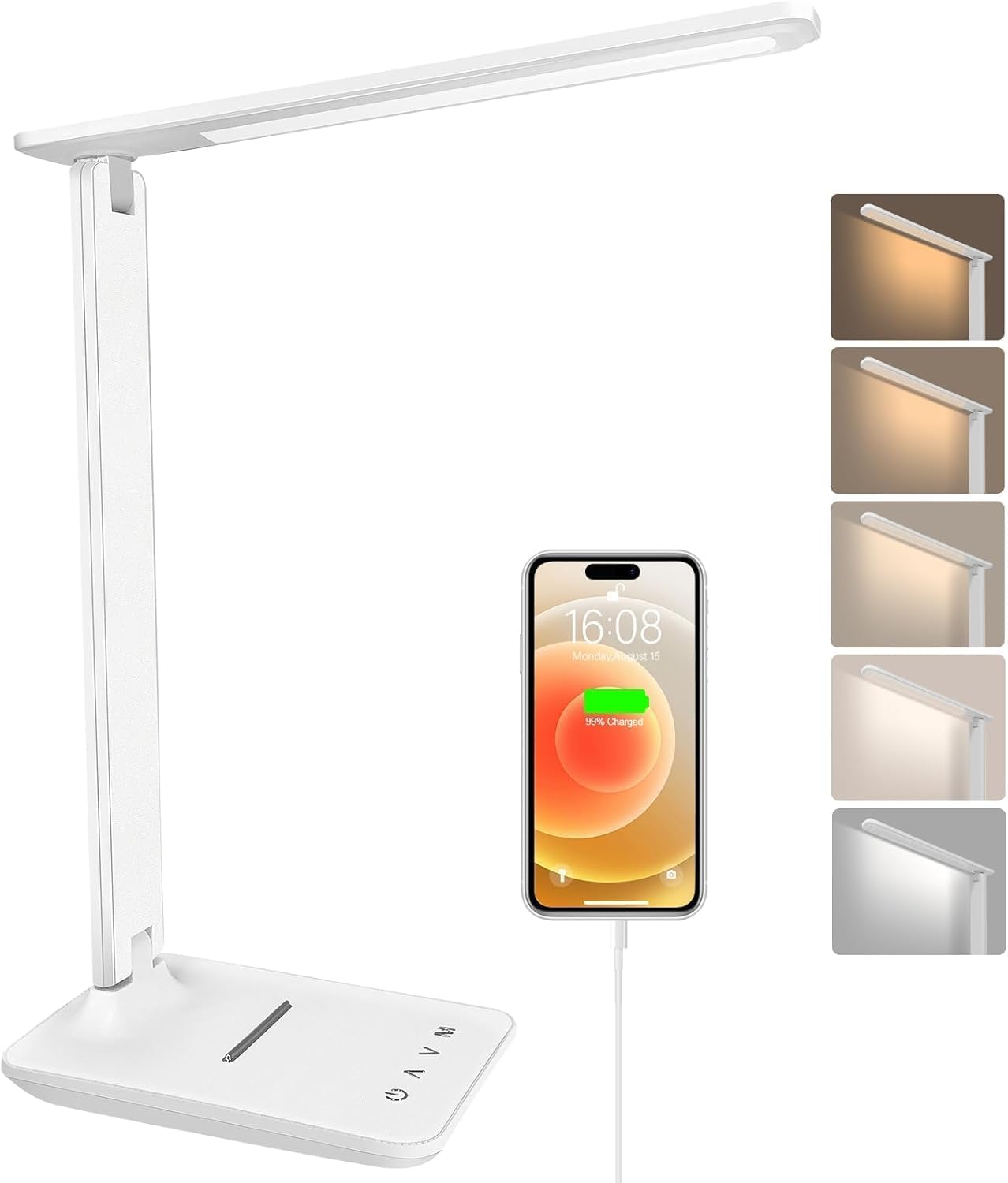karidi white foldable LED desk lamp with USB charging port