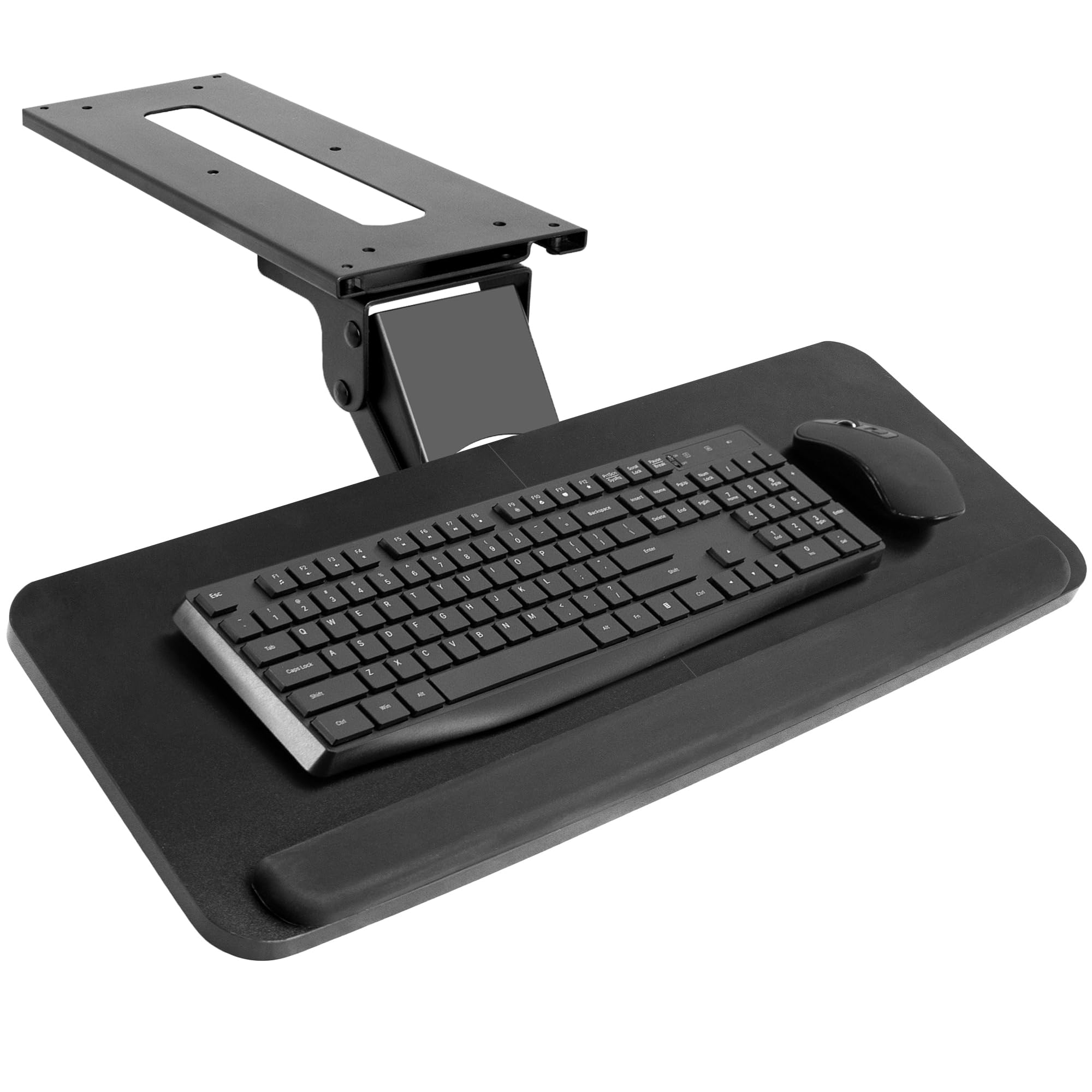 VIVO MOUNT-KB03B black under-desk keyboard tray with height-adjustable slide track