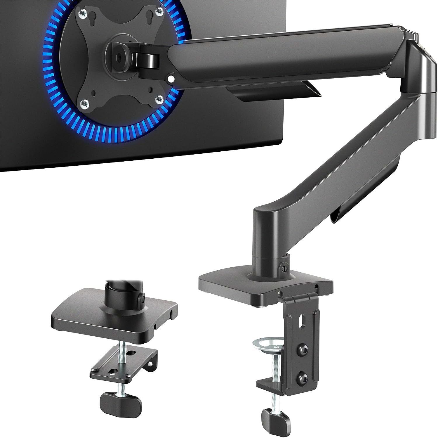 VIVO STAND-V001O mechanical single monitor arm with VESA plate and desk clamp hardware
